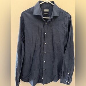 Michael Kors Blue Slim Fit Long Sleeve Casual Button Down Shirt Size Large